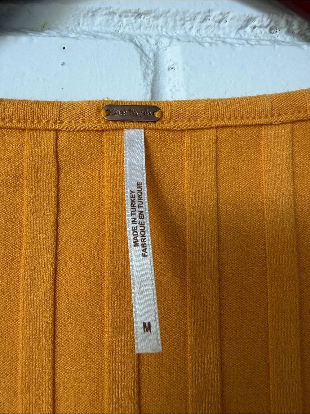 Free People Central Park Ribbed Button-Down Top - Gold / Mustard Yellow - size M